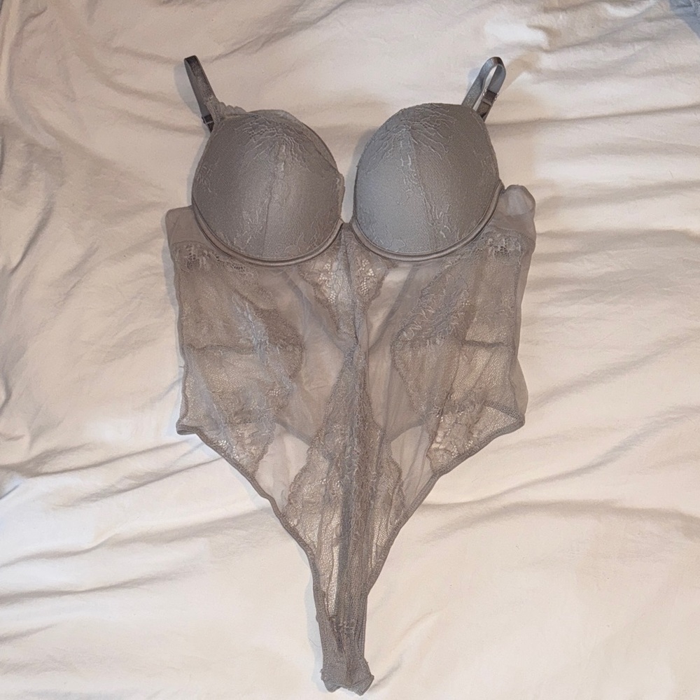 Push up Gray Lace Bodysuit